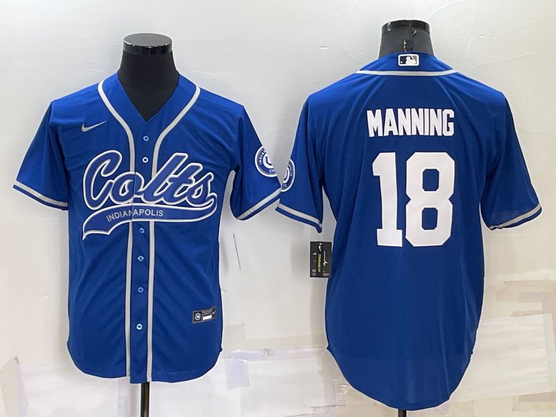 Men Indianapolis Colts 18 Manning Blue 2022 Nike Co branded NFL Jersey